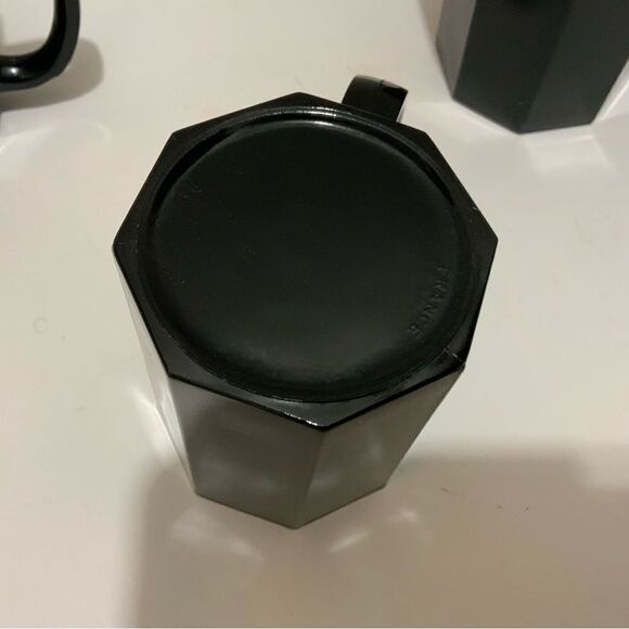 Set 4 ARCOROC Glass BLACK OCTIME Octagon 10oz Coffee MUG Tea CUP France G1 - Picture 5 of 6